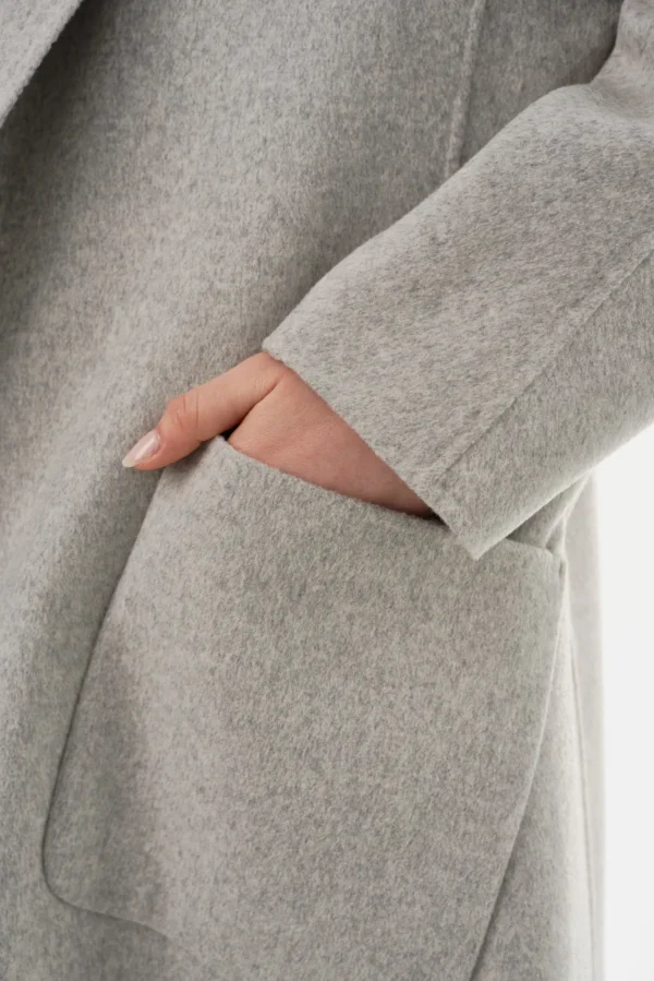 LAMARQUE Coats&Jackets | THARA | Shawl Collar Wool Coat Light Grey