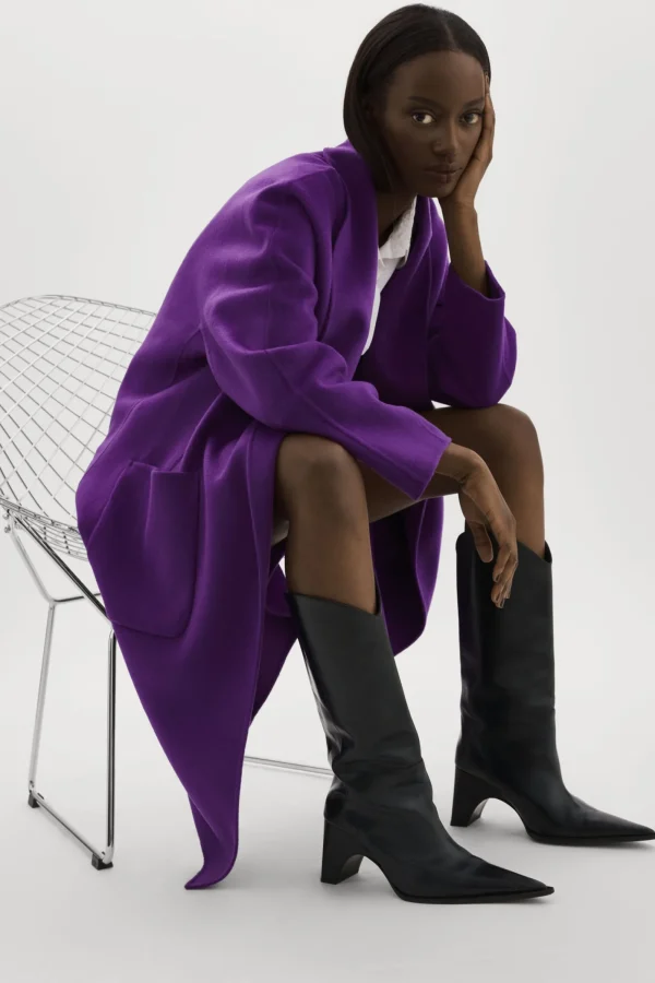 LAMARQUE Coats&Jackets | THARA | Shawl Collar Wool Coat VIOLET