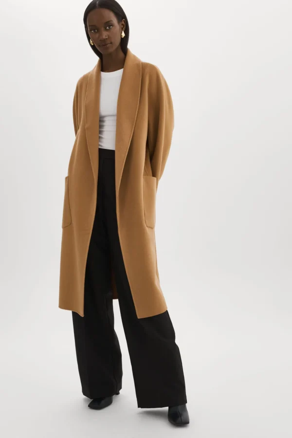 LAMARQUE Coats&Jackets | THARA | Shawl Collar Wool Coat Camel