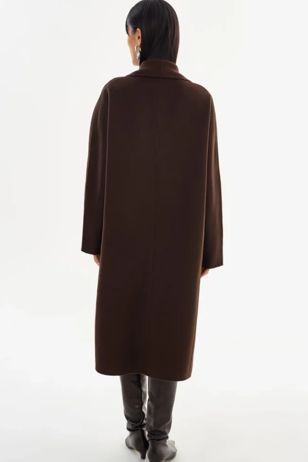 LAMARQUE Coats&Jackets | THARA | Shawl Collar Wool Coat Dark Brown