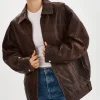 LAMARQUE Leather Jackets | THEIA | Leather Bomber Jacket Dark Brown