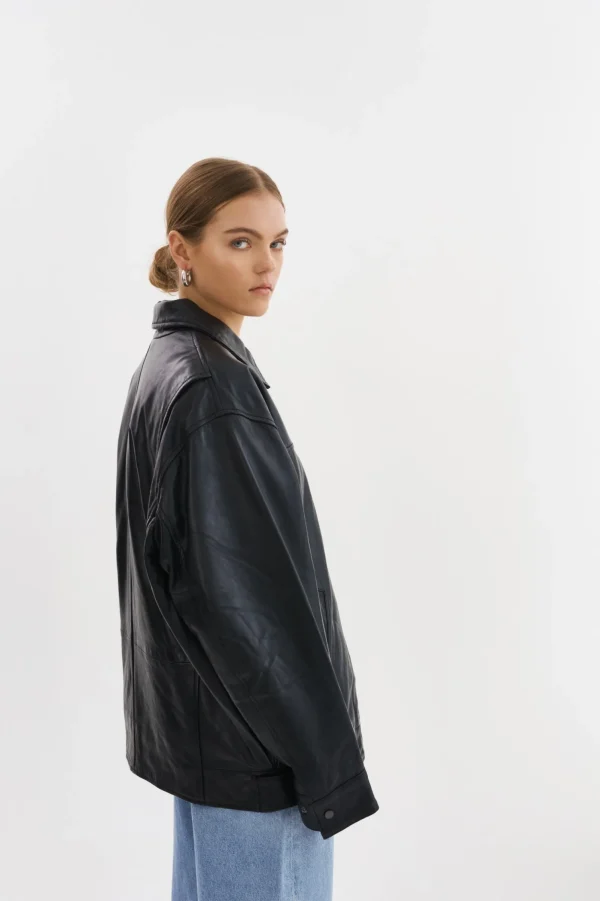 LAMARQUE Leather Jackets | THEIA | Leather Bomber Jacket Black