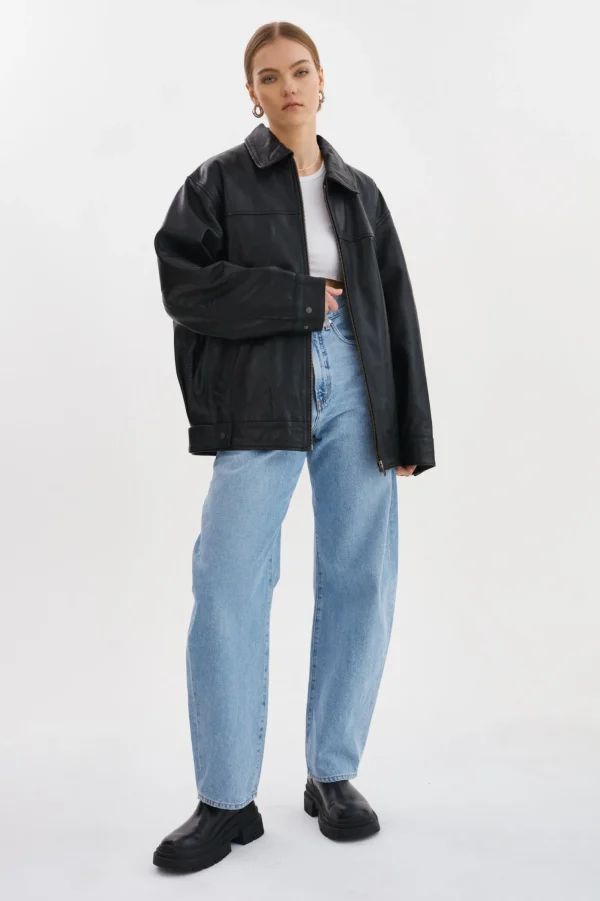 LAMARQUE Leather Jackets | THEIA | Leather Bomber Jacket Black