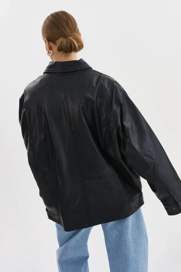 LAMARQUE Leather Jackets | THEIA | Leather Bomber Jacket Black