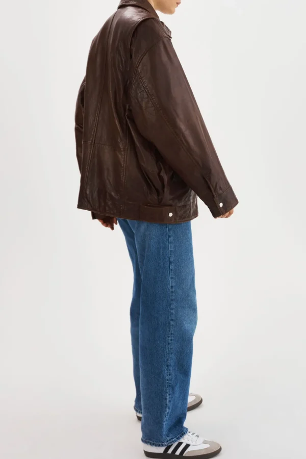 LAMARQUE Leather Jackets | THEIA | Leather Bomber Jacket Dark Brown