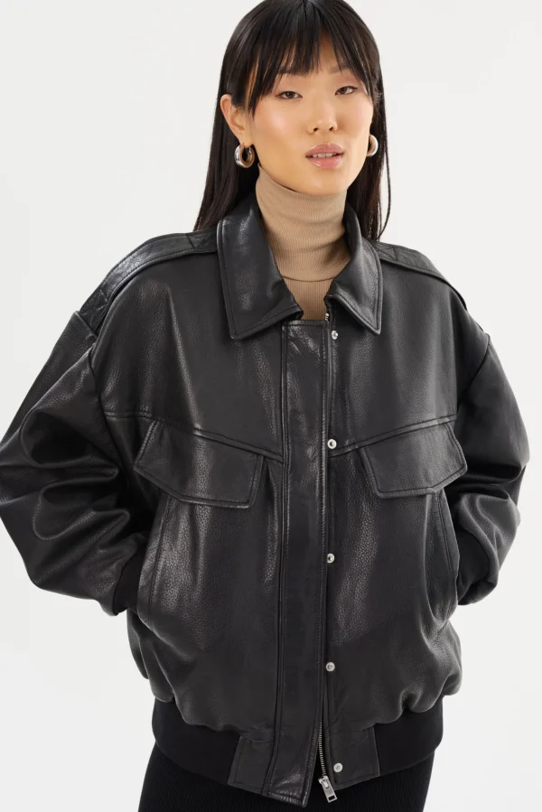 LAMARQUE Coats&Jackets | Leather Jackets | TREVANNA | Leather Bomber Jacket Black