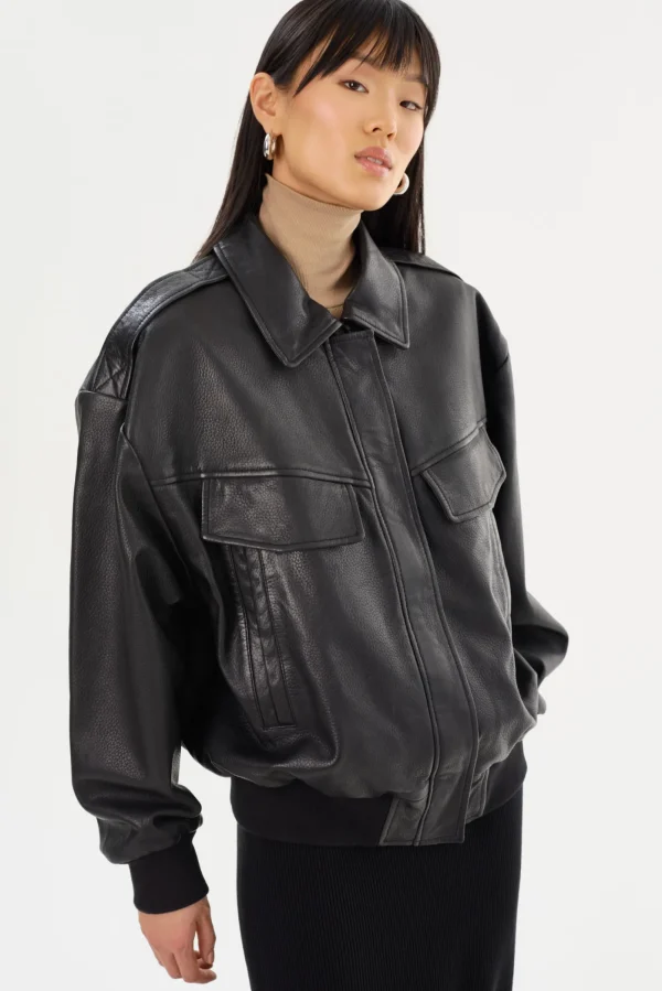 LAMARQUE Coats&Jackets | Leather Jackets | TREVANNA | Leather Bomber Jacket Black