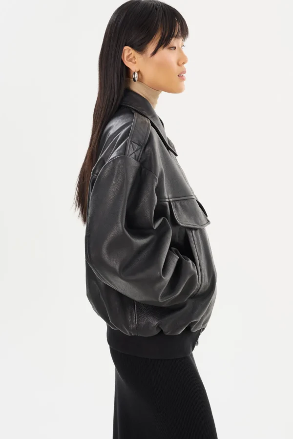 LAMARQUE Coats&Jackets | Leather Jackets | TREVANNA | Leather Bomber Jacket Black