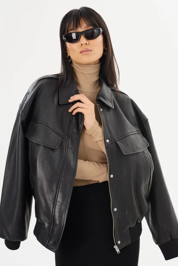 LAMARQUE Coats&Jackets | Leather Jackets | TREVANNA | Leather Bomber Jacket Black
