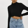 LAMARQUE Tops | VELMA | Crossover Long Sleeve Top Black