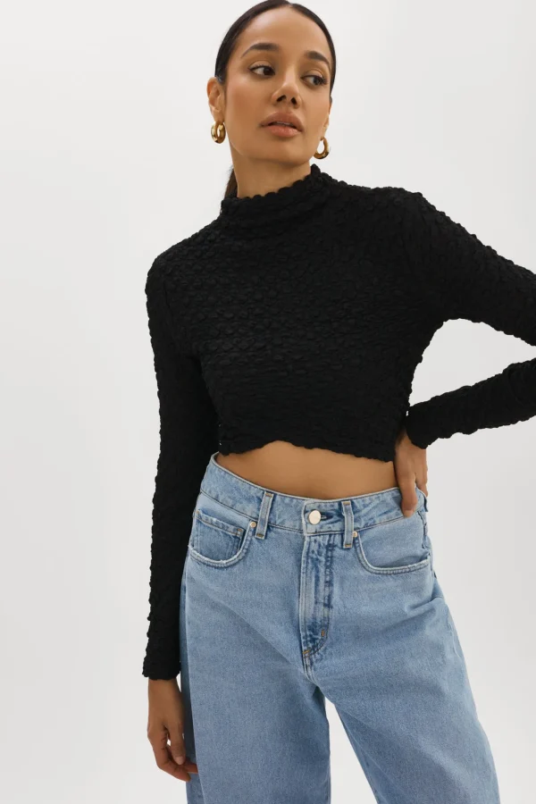 LAMARQUE Tops | VELMA | Crossover Long Sleeve Top Black