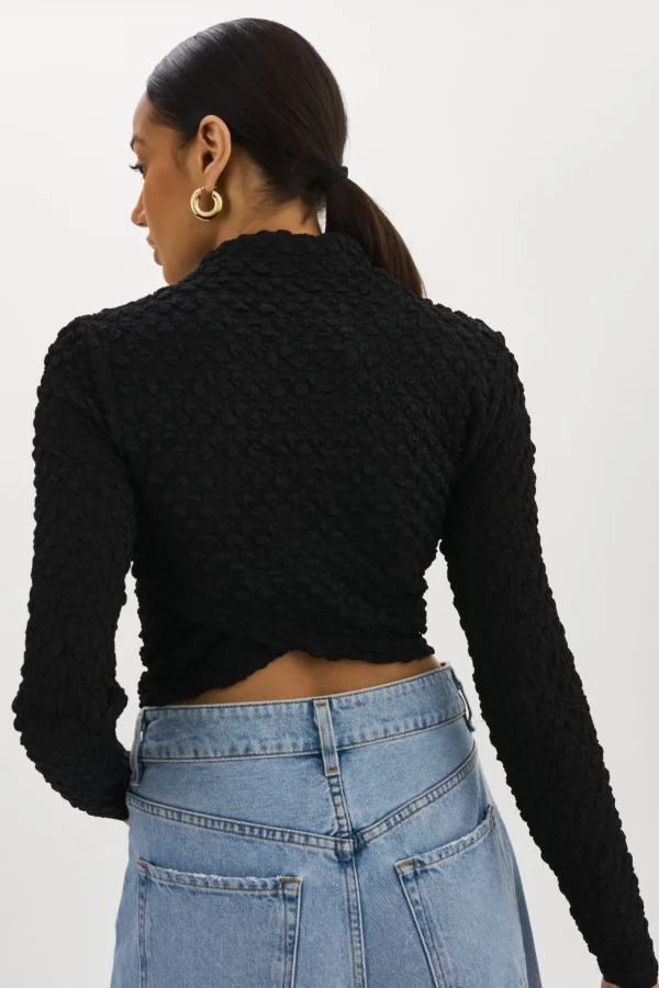 LAMARQUE Tops | VELMA | Crossover Long Sleeve Top Black