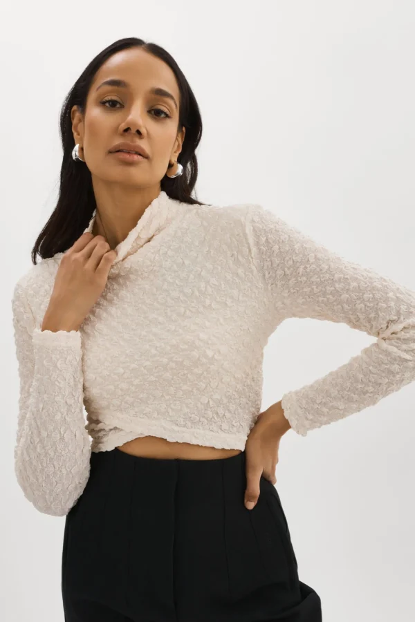 LAMARQUE Tops | VELMA | Crossover Long Sleeve Top Off White