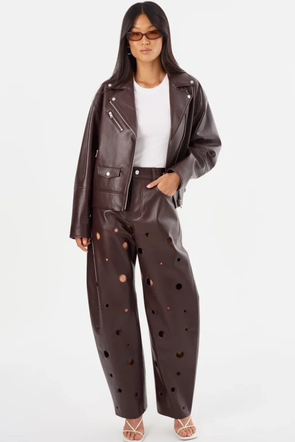 LAMARQUE Pants&Shorts | VENTANA | Recycled Leather Pants Mahogany