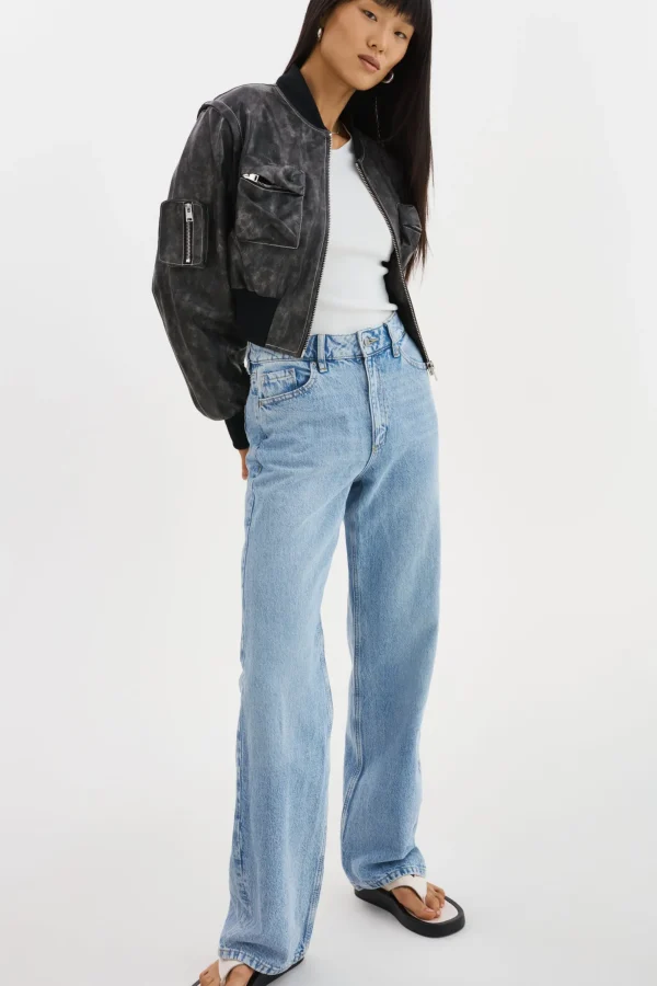 LAMARQUE Leather Jackets | XAIA | Faux Leather Convertible Bomber Jacket Vintage Black