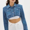 LAMARQUE Leather Jackets | XANDY | Cropped Leather Jacket Distressed Indigo