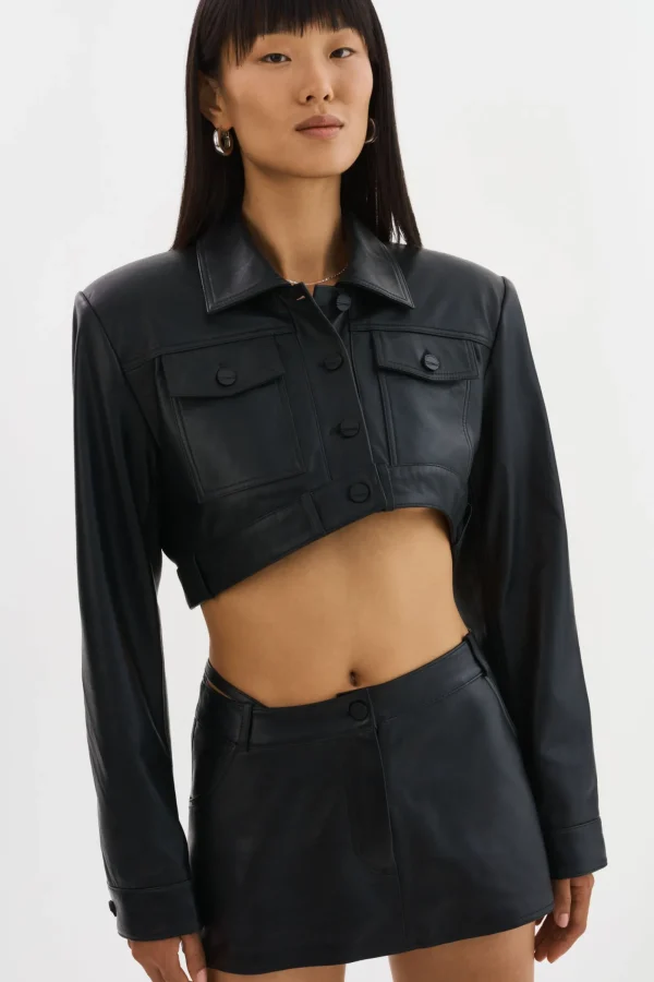 LAMARQUE Leather Jackets | XANDY | Cropped Leather Jacket Black