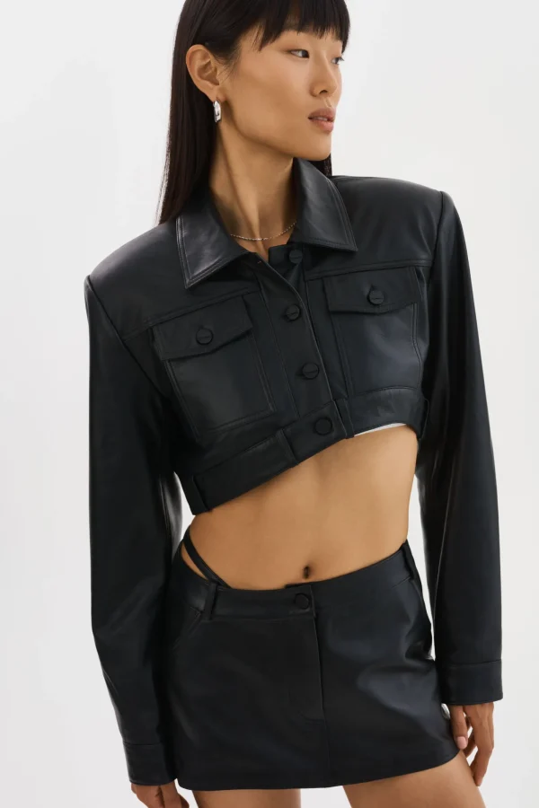 LAMARQUE Leather Jackets | XANDY | Cropped Leather Jacket Black
