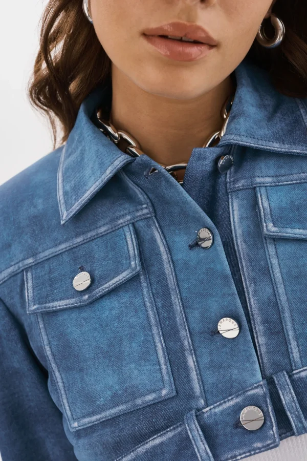 LAMARQUE Leather Jackets | XANDY | Cropped Leather Jacket Distressed Indigo