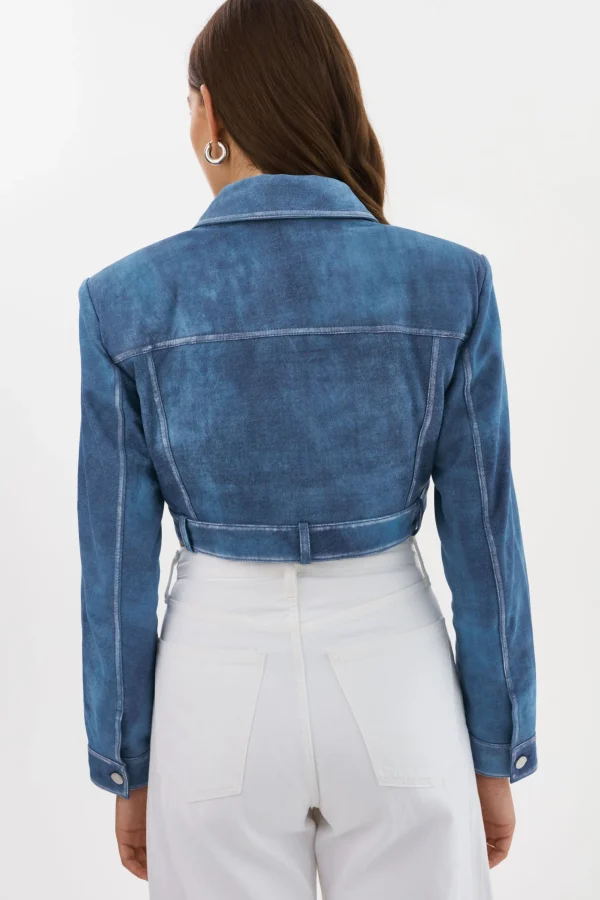 LAMARQUE Leather Jackets | XANDY | Cropped Leather Jacket Distressed Indigo