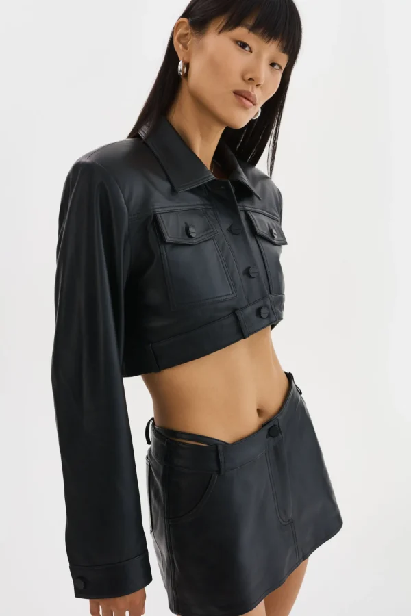 LAMARQUE Leather Jackets | XANDY | Cropped Leather Jacket Black