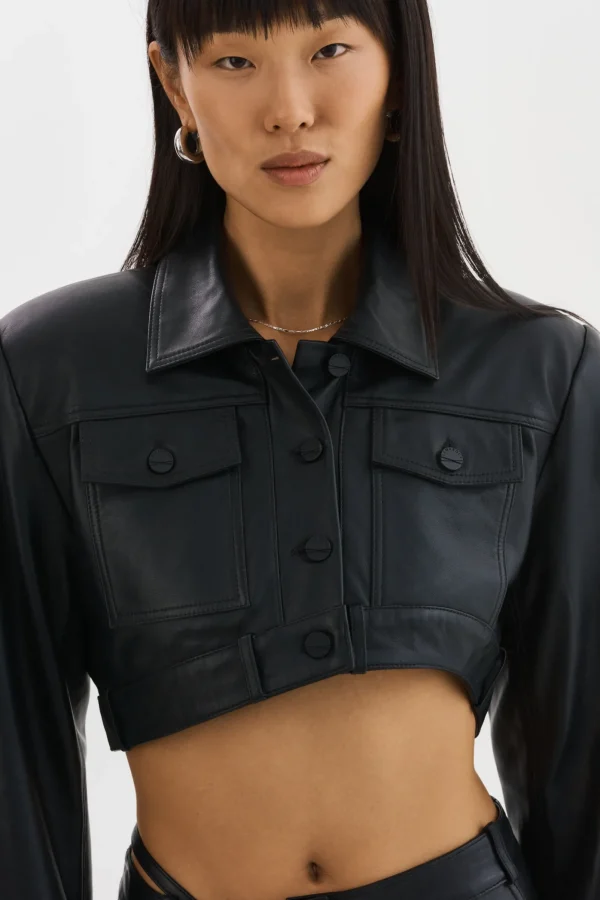 LAMARQUE Leather Jackets | XANDY | Cropped Leather Jacket Black