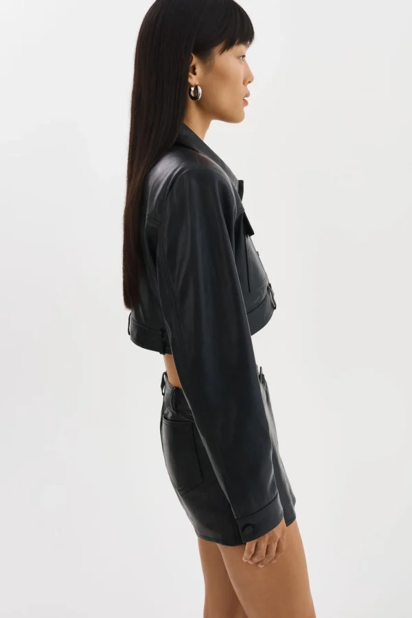 LAMARQUE Leather Jackets | XANDY | Cropped Leather Jacket Black
