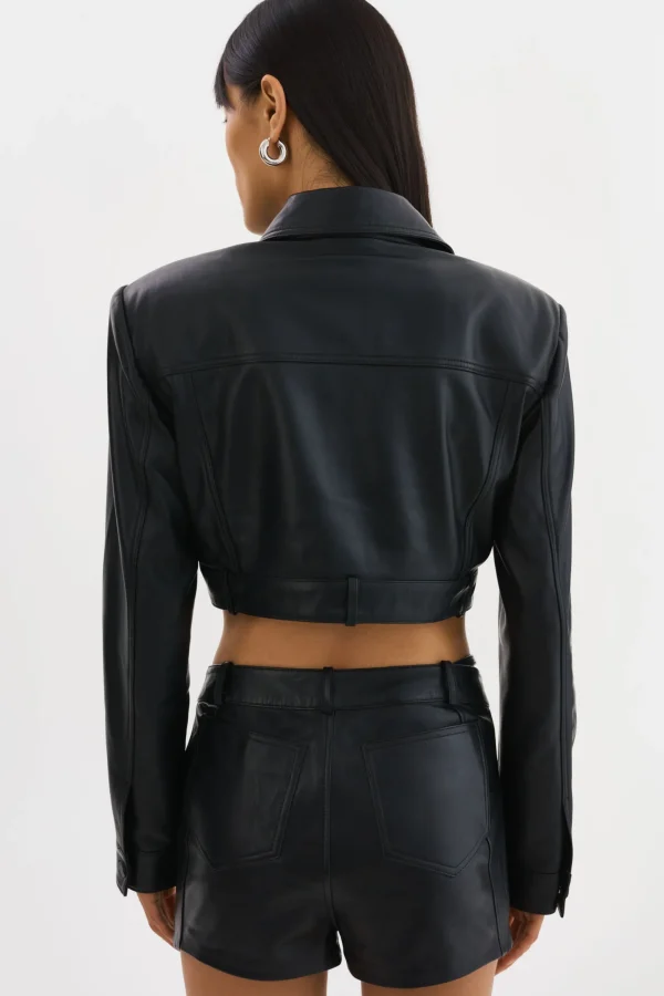 LAMARQUE Leather Jackets | XANDY | Cropped Leather Jacket Black
