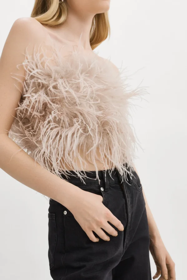 LAMARQUE Tops | ZAINA | Feather Bustier Feather Pink