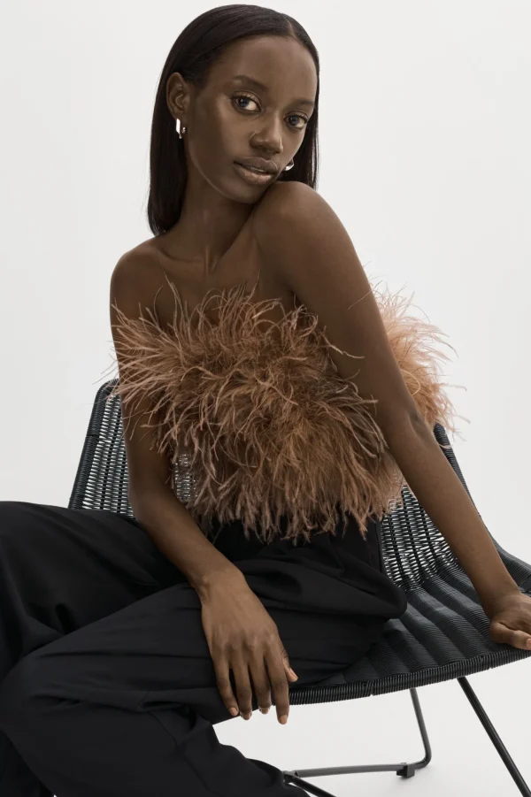 LAMARQUE Tops | ZAINA | Feather Bustier Sirocco