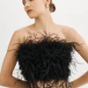 LAMARQUE Tops | ZAINA | Feather Bustier Black