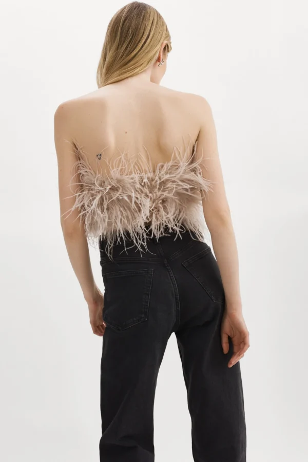 LAMARQUE Tops | ZAINA | Feather Bustier Feather Pink