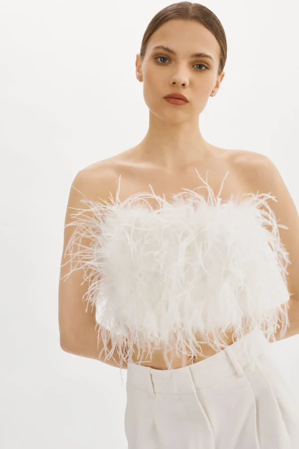 LAMARQUE Tops | ZAINA | Feather Bustier White