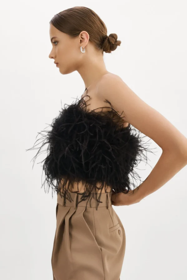LAMARQUE Tops | ZAINA | Feather Bustier Black