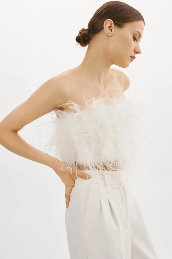 LAMARQUE Tops | ZAINA | Feather Bustier White