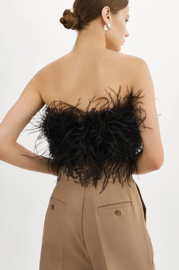 LAMARQUE Tops | ZAINA | Feather Bustier Black