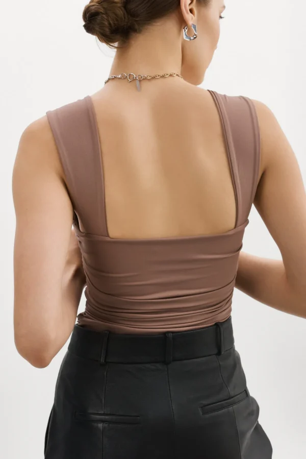 LAMARQUE Tops | ZEELA | Ruched Cutout Cami Shiitake
