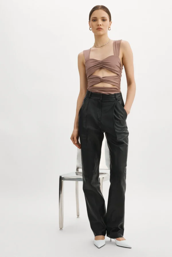 LAMARQUE Tops | ZEELA | Ruched Cutout Cami Shiitake
