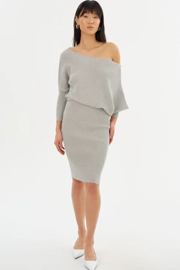 LAMARQUE Dresses | ZENOBIA | Knit Midi Dress Light Heather Grey