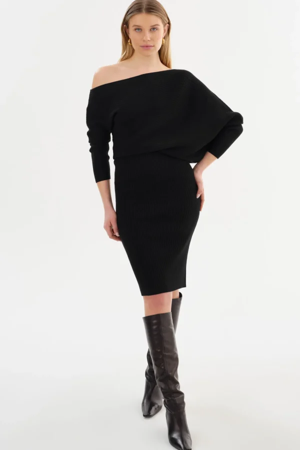 LAMARQUE Dresses | ZENOBIA | Knit Midi Dress Black