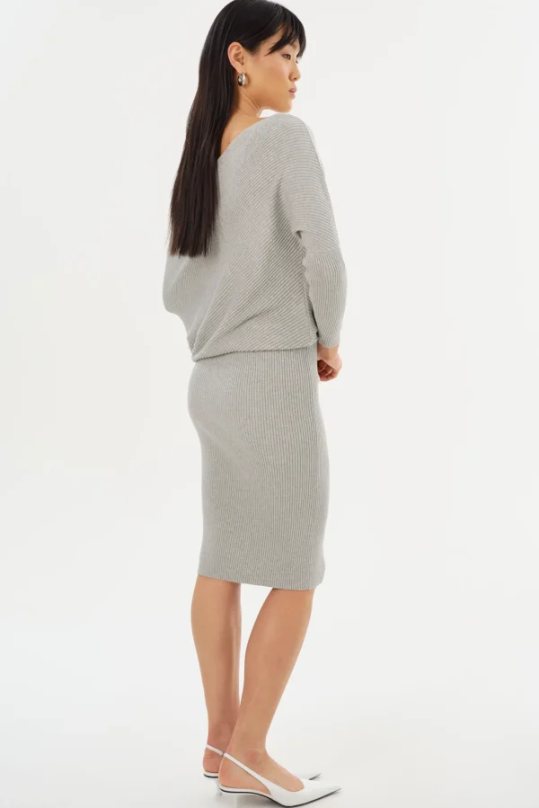LAMARQUE Dresses | ZENOBIA | Knit Midi Dress Light Heather Grey